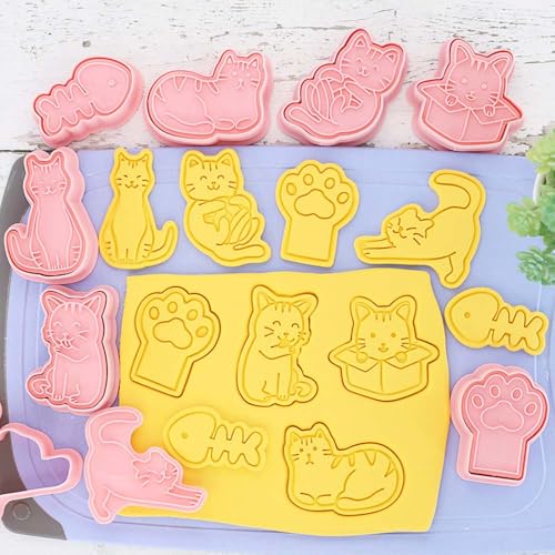 8 pcs Cat Cookie Cutters Set (8 Count)