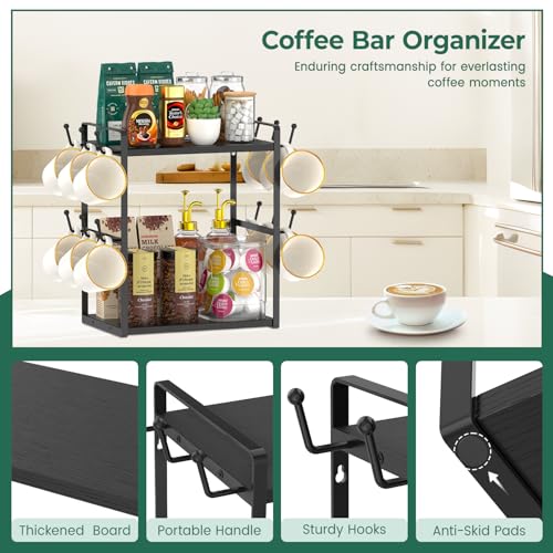 Coffee Station Bar Organizer Mug Holder Stand Countertop