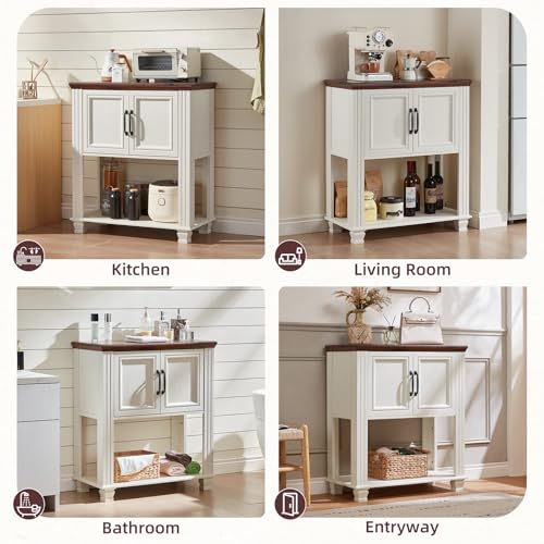 Farmhouse Coffee Bar Cabinet with Open Shelf