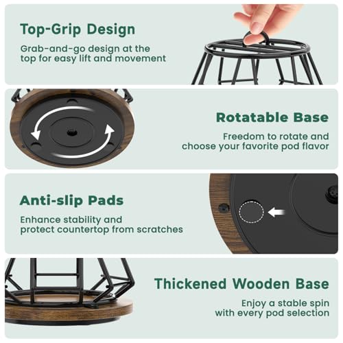 K Cup Coffee Pod Holder Organizer Carousel for Counter