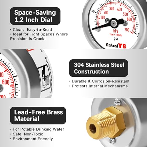 100Psi 700Kpa Mini Pressure Gauge