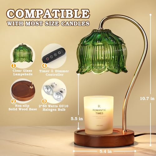Green Candle Warmer Lamp with Timer