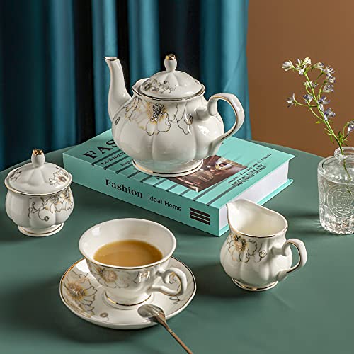 Tea Set 22 Piece Porcelain Ceramic Coffee (22 Count)