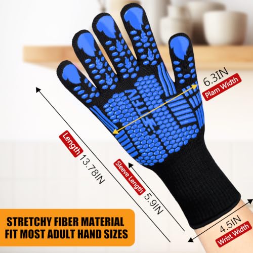 BBQ Gloves 1472°F Heat Resistant with Silicone Grip Oven Mitts (2 Count)