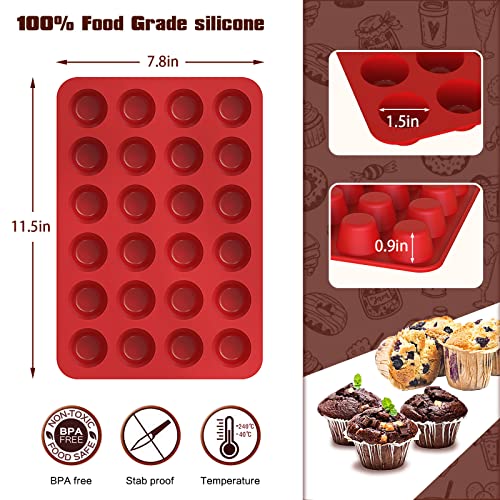 2 inch Deep Mini Muffin Pans Nonstick 24 Cup (11 Ounce)