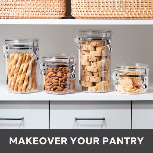 4pc Clear Canister Set with Clamp Lids & Spoons
