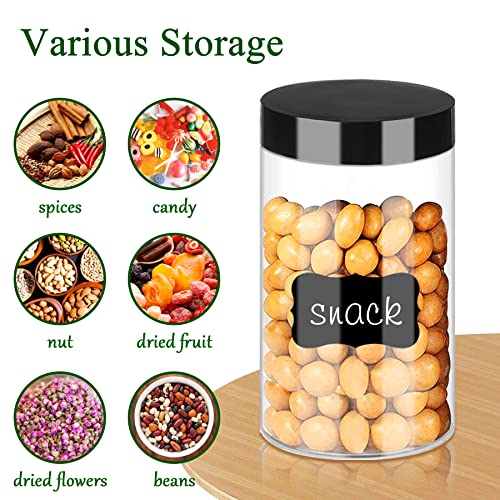 Plastic Jars with Lids 6OZ 42PCS Small Empty Slime Cosmetics Containers Clear Gift Food Jars Round PET Cream Jars with Black Lids Pen Labels for Kitchen Storage Spices Dry Food Body Butter (42 Count)