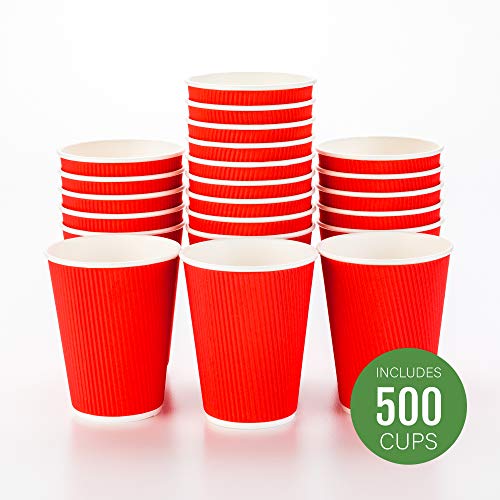 Coffee Cups 500 Pack of 12 oz Ripple Wall Insulated Coffee Cups Non (500 Count)
