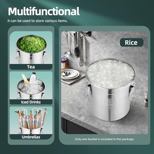 304 Stainless Steel Container 21L Airtight Food Storage Container with Lids & Locking Clips Stainless Steel Bucket for Kitchen