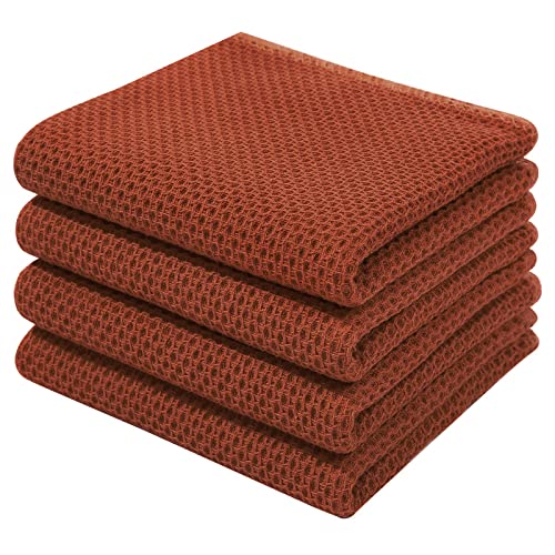 100% Cotton Waffle Weave Kitchen Dish Towels 4 (4 Count)