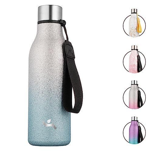 18 oz Insulated Stainless Steel Metal Water Bottle with Strap