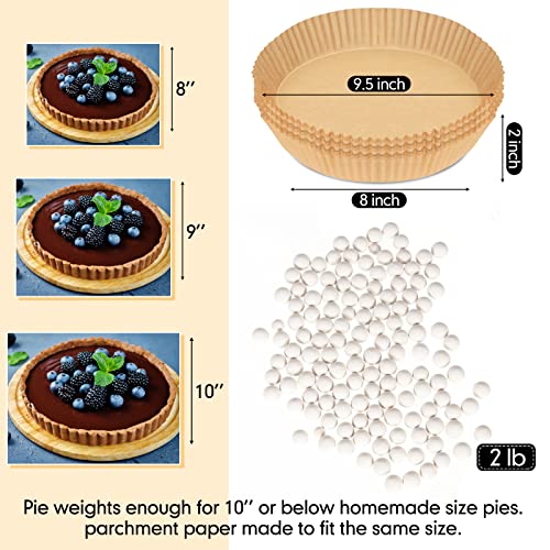1 Pcs 2 lb White Pie Weights Ceramic with 50 Pcs Parchment Paper