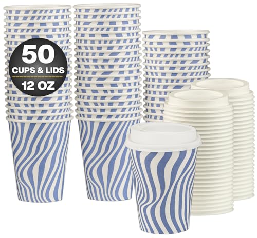 Disposable Coffee Cups with Lids (50 Count)