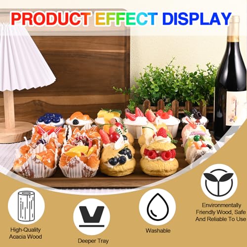 2 Pcs Acacia Wood Serving Tray (2 Count)