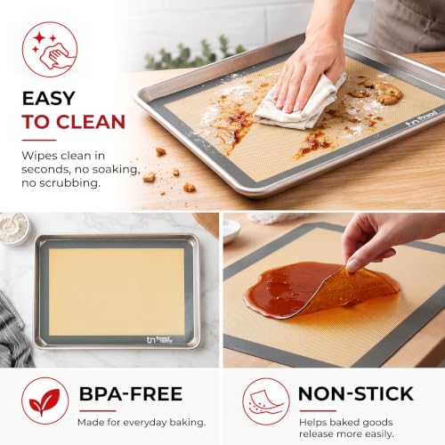 Silicone Baking Mats Half Sheet Non Stick for Oven Reusable 4 Pack (4 Count)