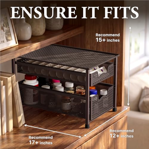 Stackable 2 Tier Sliding Basket Organizer Drawer