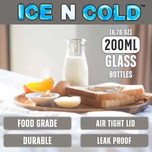 6.76 oz 200ml Vintage Glass Bottle with Leakproof Clear Lid (48 Count)
