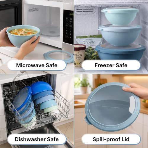 12 Piece Plastic Mixing Bowls with Lids Set (452.48 Count)