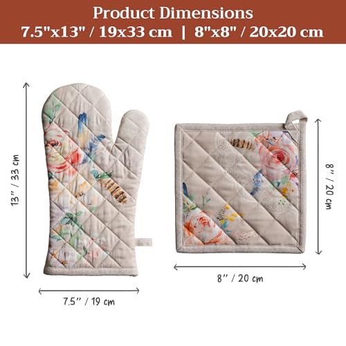100% Cotton Oven Mitt & Pot Holder Set