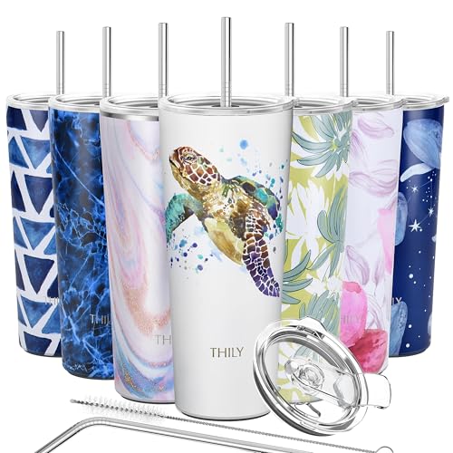 Stainless Steel Vacuum Insulated Tumbler Travel Mug 26 oz Coffee Cup with 2 Lids and Straws