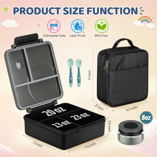 Bento Lunch Box for Kids with 8oz Soup Thermo&Lunch Bag