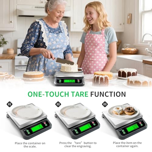 Large Digital Kitchen Scale40kg Stainless Stee with 6 Unit Tare PCS Funtion