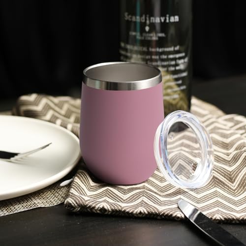 Stainless Steel Wine Tumbler Bulk with Lid (12 Count)