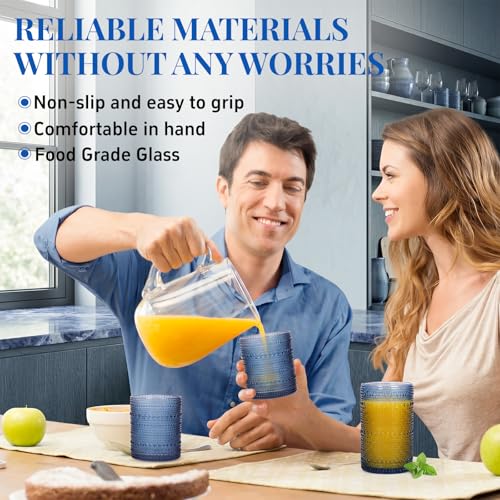 Hobnail Drinking Glasses Set of 12 Kitchen Glass Cups Glassware (12 Count)