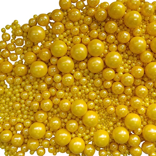 Edible Yellow Sugar Pearls Candy Sprinkles 120G (4.23 Ounce)