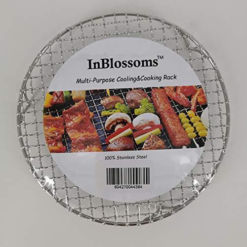 11" Round Cooling Rack Baking 304 Stainless Steel Versatile Steaming Grilling Fit Air Fryer