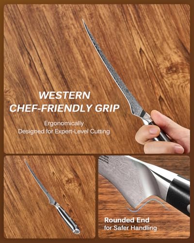 7" Japanese Damascus Fillet Knife for Fish