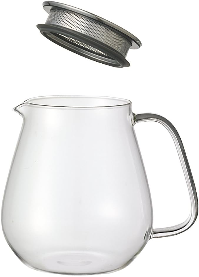 Kinto Stainless Unitea One Touch Teapot 720 Milliliter (24.35 Fl. Oz.) - Heat-resistant Glass Teapot with Stainless Steel Strainer in Lid (Japan Import)