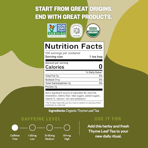Organic Thyme Leaf Tea (100 Count)