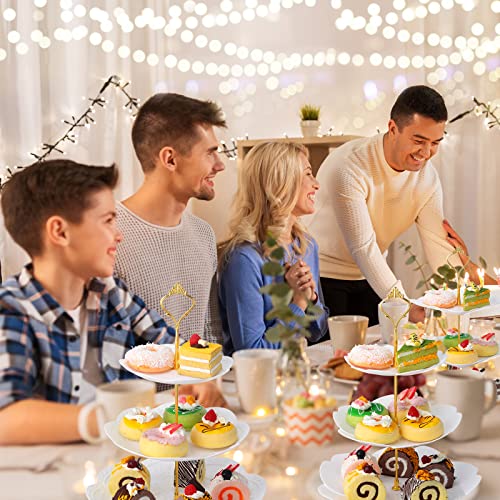 6 Pack 3 Tiered Serving Tray White Plastic Dessert Tower