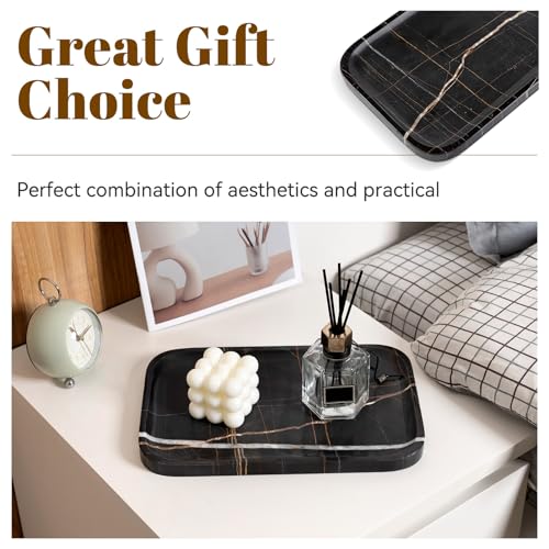 Marble Tray 12"x8" Natural Marble Vanity Tray for Countertop Bathroom Kitchen Dresser