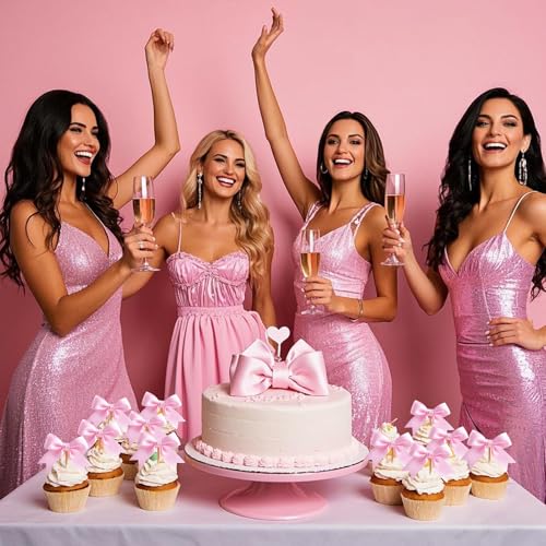 Pink Bow Cupcake Toppers (12 Count)