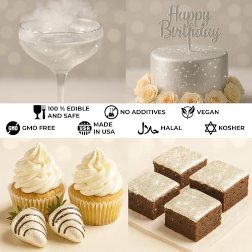 Bulk 20g White Edible Glitter for Drinks