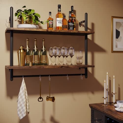 31" Industrial Pipe Wall Shelf with Towel Bar