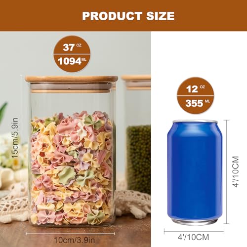 6 Pack Glass Food Storage Jars 37 oz (6 Count)