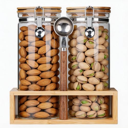 KKC Airtight Glass Nut Storage Jar with Spoon (5 Count)