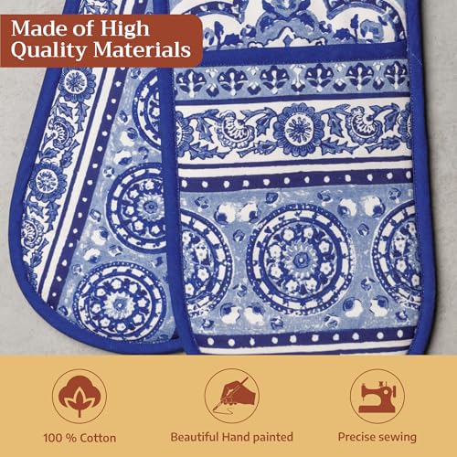 Double Oven Mitts 100% Cotton Double Oven Glove