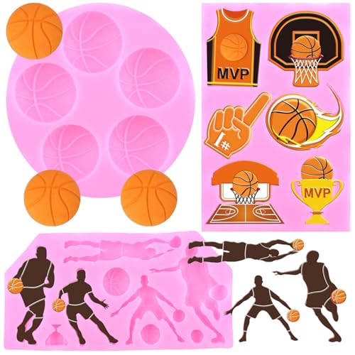 Basketball Silicone Molds Sports Theme Fondant Mold Set Of 3