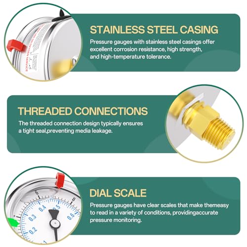 0 10PSI Stainless Steel Liquid Filled Pressure Gauge