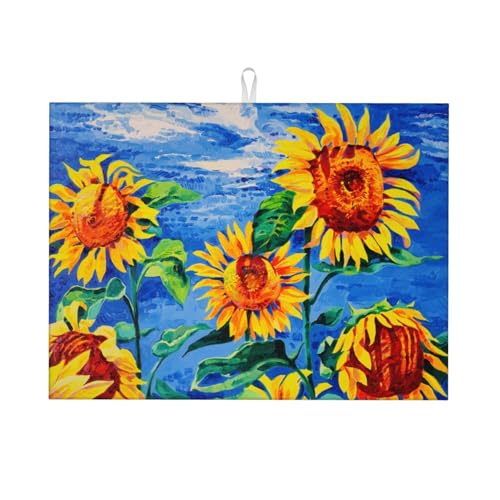 Sunflowers Large Dish Drying Mats For Kitchen Counter
