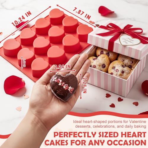 2Pcs Silicone Heart Molds for Chocolate Muffin 12 (2 Count)