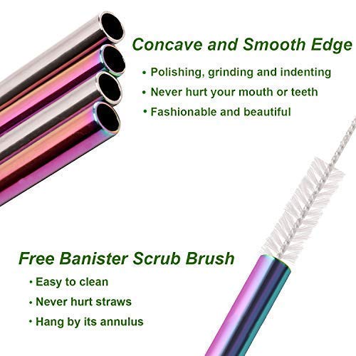 Rainbow Metal Straws (4 Count)