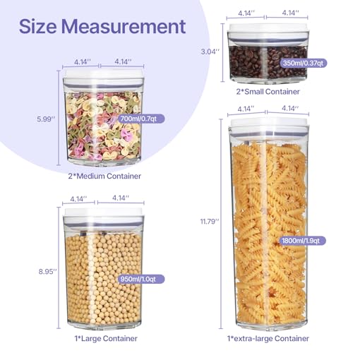 Food Airtight Containers storage with Lids 6 Pack One Button Open (63.4931 Ounce)