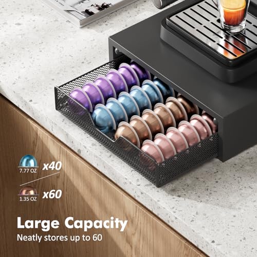 Coffee Pods Drawer Organizer Compatible with Nespresso Vertuo Pods & K