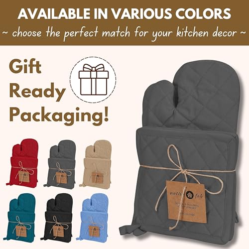 Farmhouse Oven Mitts and Pot Holders Set of 4 (4 Count)