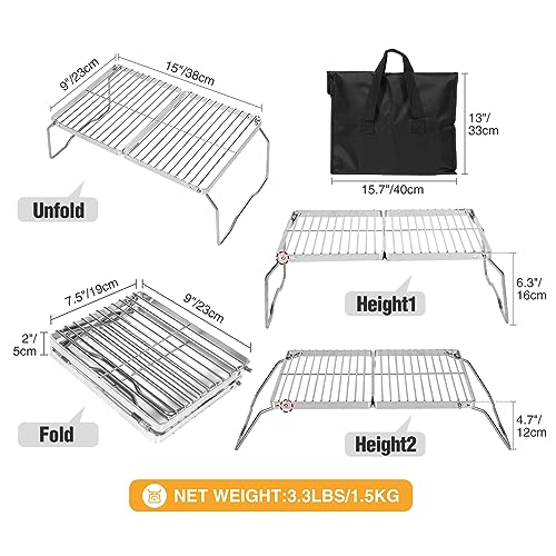 Folding Campfire Grill 304 Stainless Steel Grate